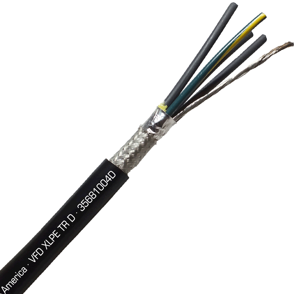 VFD Control Cable, 10 AWG, XLPE Insulated, PVC Jacket, Black